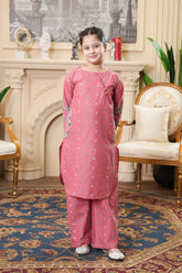 Cotton Summer Glamly Embroidery T-Pink Dress For Girls