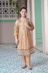 Mustard Floral Maxi – Chic Party Wear for Girls