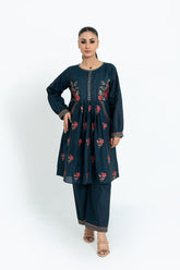 Ladies Floral Teal Frock Summer Cotton 2Pc Stitch Suit