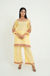 Cotton Summer Glamly Lemon- Back Plazo Embroidered
