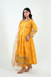 3Pc Embroidered Print Cotton Long Stitched Frock