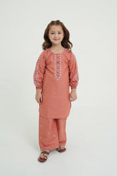 Cotton Summer Glamly Peach Color Dress For Girls