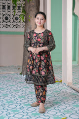 Black Floral Charm Maxi – Elegant Occasion Wear for Girls