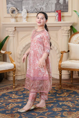 Blush Pink Floral Maxi – Elegant Festive Wear for Girls