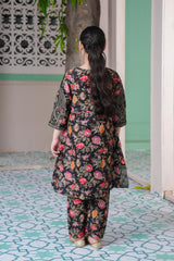 Black Floral Charm Maxi – Elegant Occasion Wear for Girls