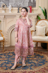 Blush Pink Floral Maxi – Elegant Festive Wear for Girls