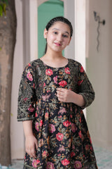 Black Floral Charm Maxi – Elegant Occasion Wear for Girls