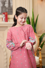 Cotton Summer Glamly Embroidery T-Pink Dress For Girls
