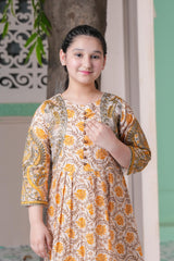 Mustard Floral Maxi – Chic Party Wear for Girls