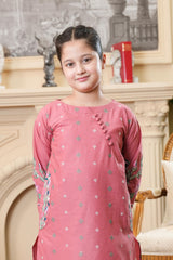 Cotton Summer Glamly Embroidery T-Pink Dress For Girls