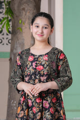 Black Floral Charm Maxi – Elegant Occasion Wear for Girls