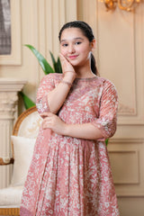 Blush Pink Floral Maxi – Elegant Festive Wear for Girls