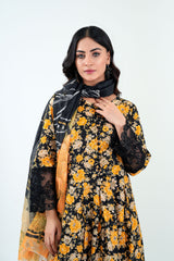 3Pc Print Cotton Long Stitched Frock