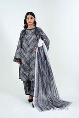 3Pc Embroidered Print Cotton Stitched