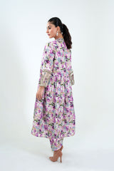 3Pc Embroidered Print Cotton Stitched Long Frock