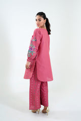 2Pc Tea Pink Summer Cotton Stitched