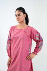 2Pc Tea Pink Summer Cotton Stitched
