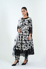 3Pc Print Cotton Stitched Long Frock