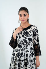 3Pc Print Cotton Stitched Long Frock