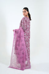 3Pc Embroidered Print Cotton Stitched Long Frock